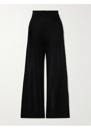 TOTEME - Knitted Wide-leg Pants - Black - xx small,x small,small,medium,large,x large