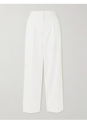 TOTEME - Pleated Cotton Wide-leg Pants - White - DK32,DK34,DK36,DK38,DK40