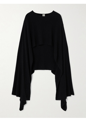 TOTEME - Cape-effect Silk Sweater - Black - xx small,x small,small,medium,large,x large