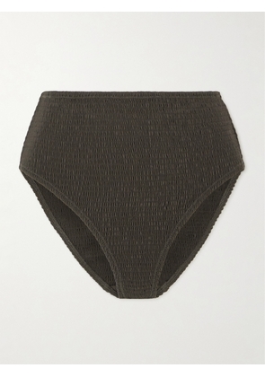 TOTEME - Shirred Recycled Bikini Briefs - Brown - xx small,x small,small,medium,large,x large