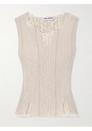 Our Legacy - Ragged Distressed Mesh And Cotton-blend Crochet Tank - Neutrals - FR 32,FR 34,FR 36,FR 38,FR 40,FR 42