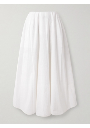 CARVEN - Gathered Cotton-poplin Midi Skirt - White - FR 34,FR 36,FR 38,FR 40,FR 42