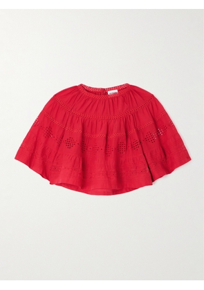 Marant Étoile - Dilama Crochet-trimmed Broderie Anglaise Organic Cotton-voile Blouse - Red - FR 34,FR 36,FR 38,FR 40,FR 42