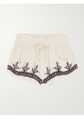 Marant Étoile - Kriss Frayed Embroidered Jacquard Shorts - Ecru - FR 34,FR 36,FR 38,FR 40,FR 42,FR 44