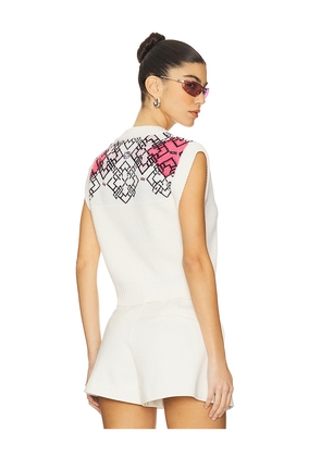 GCDS Hello Kitty Argyle Gilet in White. Size L. Also in S, XS.