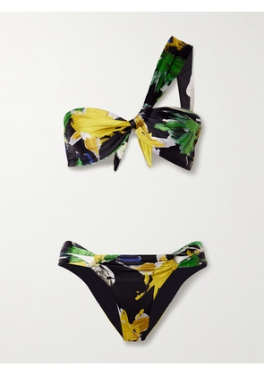 Sara Cristina - Narcissus One-shoulder Printed Stretch-econyl® Bikini - Black - x small,small,medium,large