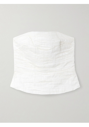 Aje - Sunbeam Strapless Ruched Cotton-poplin Top - Ivory - UK 4,UK 6,UK 8,UK 10,UK 12,UK 14,UK 16