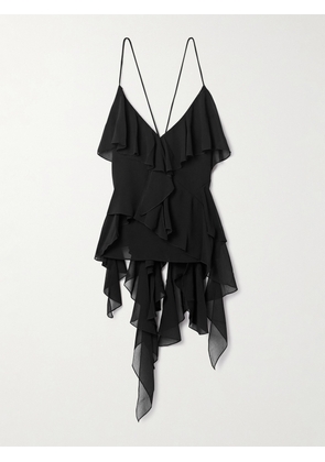 Aje - Valentine Ruffled Crepe Tank - Black - UK 4,UK 6,UK 8,UK 10,UK 12,UK 14,UK 16