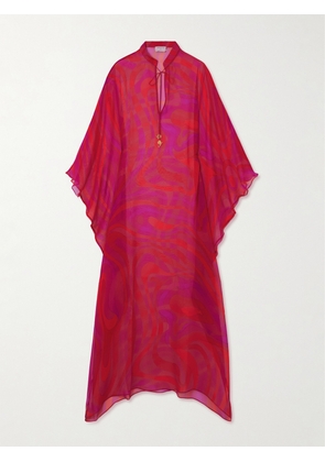 PUCCI - Embellished Printed Silk-chiffon Maxi Dress - Pink - small,medium,large
