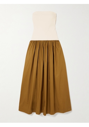 ESSE Studios - Duo Strapless Stretch-knit And Organic Cotton-poplin Maxi Dress - Brown - UK 6,UK 8,UK 10,UK 12,UK 14,UK 16