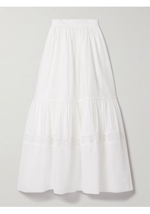 Aje - Chant Crochet-trimmed Cotton-voile Maxi Skirt - White - UK 4,UK 6,UK 8,UK 10,UK 12,UK 14,UK 16