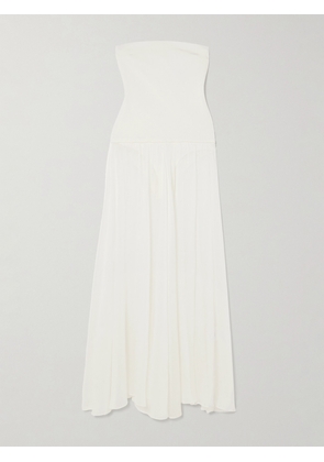 ESSE Studios - Aire Strapless Ponte And Linen And Silk-blend Midi Dress - White - UK 6,UK 8,UK 10,UK 12,UK 14,UK 16