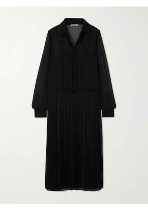 AMI PARIS - Pleated Crepe Midi Shirt Dress - Black - FR 34,FR 36,FR 38,FR 40,FR 42