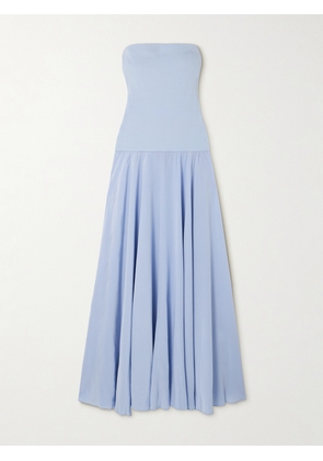 ESSE Studios - Illi Strapless Stretch-knit And Silk-crepe Maxi Dress - Blue - UK 6,UK 8,UK 10,UK 12,UK 14,UK 16
