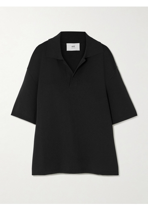 AMI PARIS - Knitted Polo Shirt - Black - x small,small,medium,large,x large,xx large