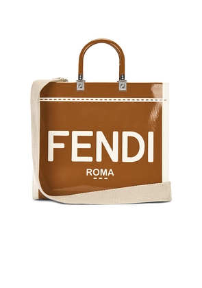 FWRD Renew Fendi Sunshine Shopper Tote Bag in Brown.