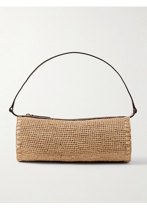 STAUD - Taru Mini Leather-trimmed Raffia Shoulder Bag - Neutrals - One size