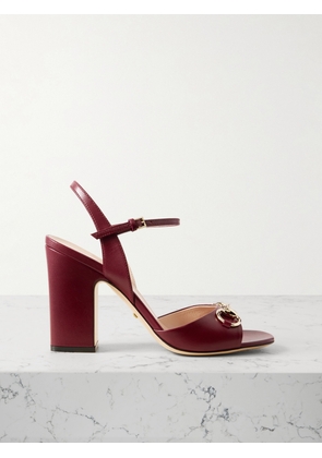 Gucci - Lady Horsebit-detailed Leather Sandals - Burgundy - IT34,IT34.5,IT35,IT35.5,IT36,IT36.5,IT37,IT37.5,IT38,IT38.5,IT39,IT39.5,IT40,IT40.5,IT41,IT41.5,IT42