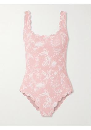 Marysia - Palm Springs Printed Stretch-seersucker Swimsuit - Pink - x small,small,medium,large,x large,xx large