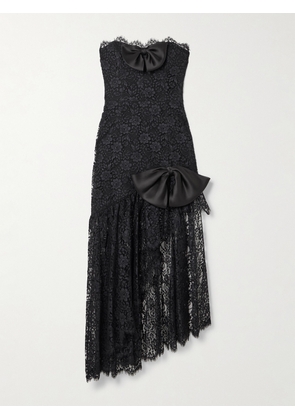 Alessandra Rich - Bow-detailed Strapless Asymmetric Silk-lace Dress - Black - IT38,IT40,IT42,IT44,IT46