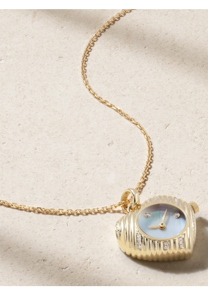 Yvonne Léon - L'horloge Coeur 9-karat Gold, Mother-of-pearl And Diamond Necklace - One size