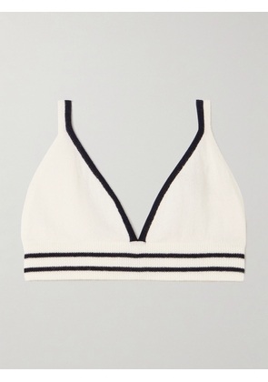 Allude - Striped Cashmere Bralette - Cream - x small,small,medium,large,x large