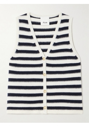 Allude - Striped Cashmere Vest - Blue - x small,small,medium,large,x large
