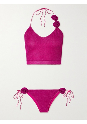 Oséree - Lumière Rose Appliquéd Metallic Bikini - Pink - small,medium,large,x large