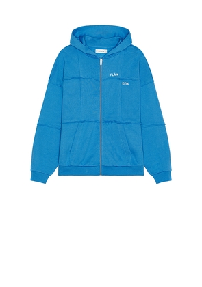 FLANEUR Cut & Sew Zip-Up Hoodie in Blue. Size L. Also in XL/1X.