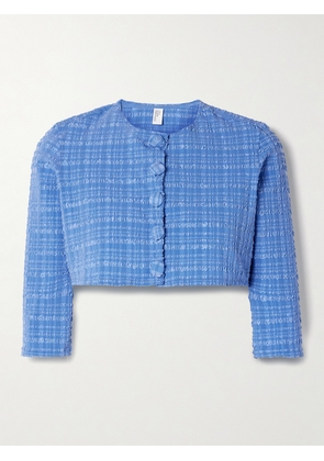 Lisa Marie Fernandez - Cropped Striped Seersucker Cardigan - Blue - 1,2,3,4