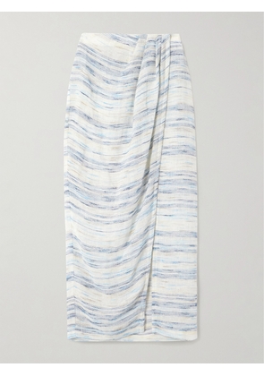 Lisa Marie Fernandez - Pleated Striped Linen-blend Gauze Pareo - White - 1,2,3,4