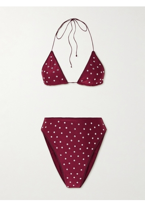 Oséree - Gem Embellished Bikini - Burgundy - small,medium,large,x large