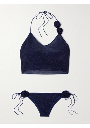 Oséree - Lumière Rose Appliquéd Metallic Bikini - Blue - small,medium,large,x large