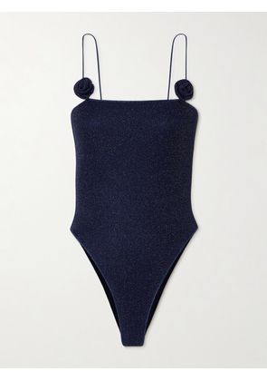 Oséree - Lumière Rose Appliquéd Metallic Swimsuit - Blue - small,medium,large,x large