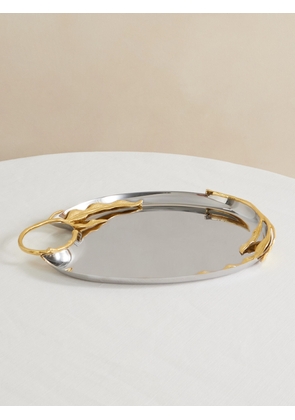 L'Objet - Fern Medium Gold-plated And Stainless Steel Tray - Silver - One size