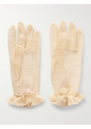 Valentino Garavani - Embellished Cotton-blend Fishnet Gloves - Cream - 6.5,7,7.5,8,8.5