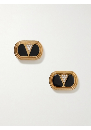 Valentino Garavani - Gold-tone, Enamel And Crystal Earrings - One size