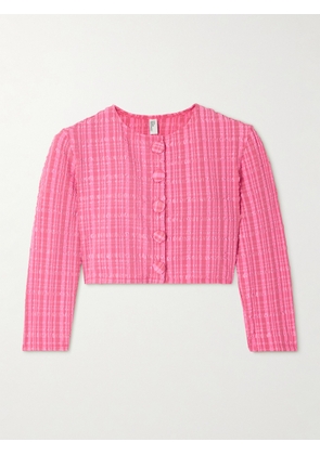 Lisa Marie Fernandez - Cropped Checked Seersucker Cardigan - Pink - 1,2,3,4