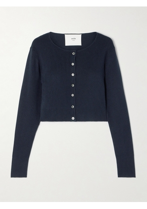 Arch4 - Naples Cropped Silk And Cashmere-blend Cardigan - Blue - xx small,x small,small,medium,large,x large