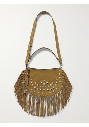 Isabel Marant - Oskan Soft Zipped Fringed Studded Suede Shoulder Bag - Brown - One size