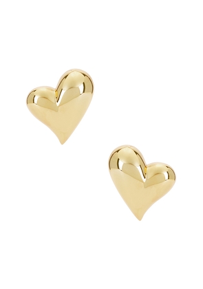 Jenny Bird Art Heart Button Earrings in Metallic Gold.