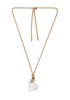 Jenny Bird Art Heart On A String Necklace in Metallic Silver.