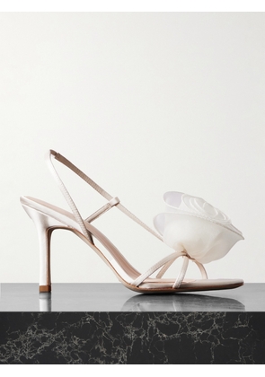Loeffler Randall - Steph Appliquéd Satin Slingback Sandals - Ivory - US5,US5.5,US6,US6.5,US7,US7.5,US8,US8.5,US9,US9.5,US10,US10.5,US11