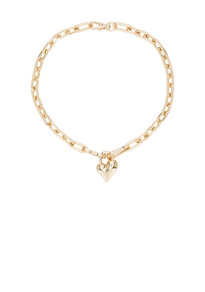 Jenny Bird Padlock Heart Pendant Necklace in Metallic Gold.