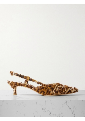 Loeffler Randall - Tyson Leopard-print Flocked Cotton Slingback Pumps - Animal print - US6,US7,US8,US9,US10,US11