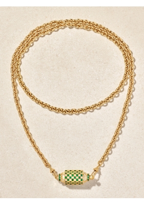 Marie Lichtenberg - Check Locket 18-karat Gold, Emerald And Diamond Necklace - Green - One size