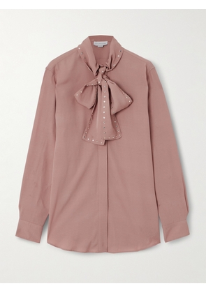 Stella McCartney - Pussy-bow Crystal-embellished Crepe Blouse - Pink - IT36,IT38,IT40,IT42,IT44,IT46,IT48