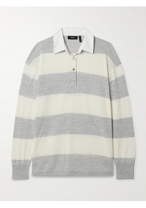 Theory - Striped Cotton-blend Shirt - Gray - x small,small,medium,large