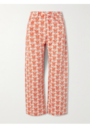 Mother - + La Doublej The Half-pipe Ankle Printed High-rise Wide-leg Jeans - Orange - 23,24,25,26,27,28,29,30,31,32