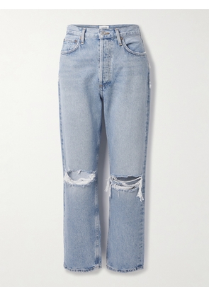 AGOLDE - '90s Distressed Mid-rise Straight-leg Jeans - Blue - 23,24,25,26,27,28,29,30,31,32